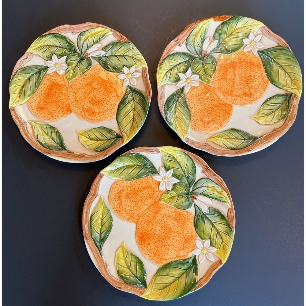 Takahashi Plates San Francisco, Set of 3 Vintage Orange Plates